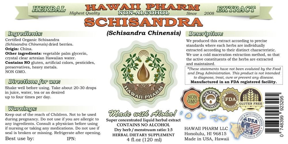 Hawaii Pharm Schisandra Glycerite Naturel 2 fl.oz vue arrière