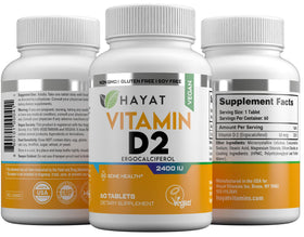 HAYAT Vitamine D Vegan 2400 IU comprimés dans une main
