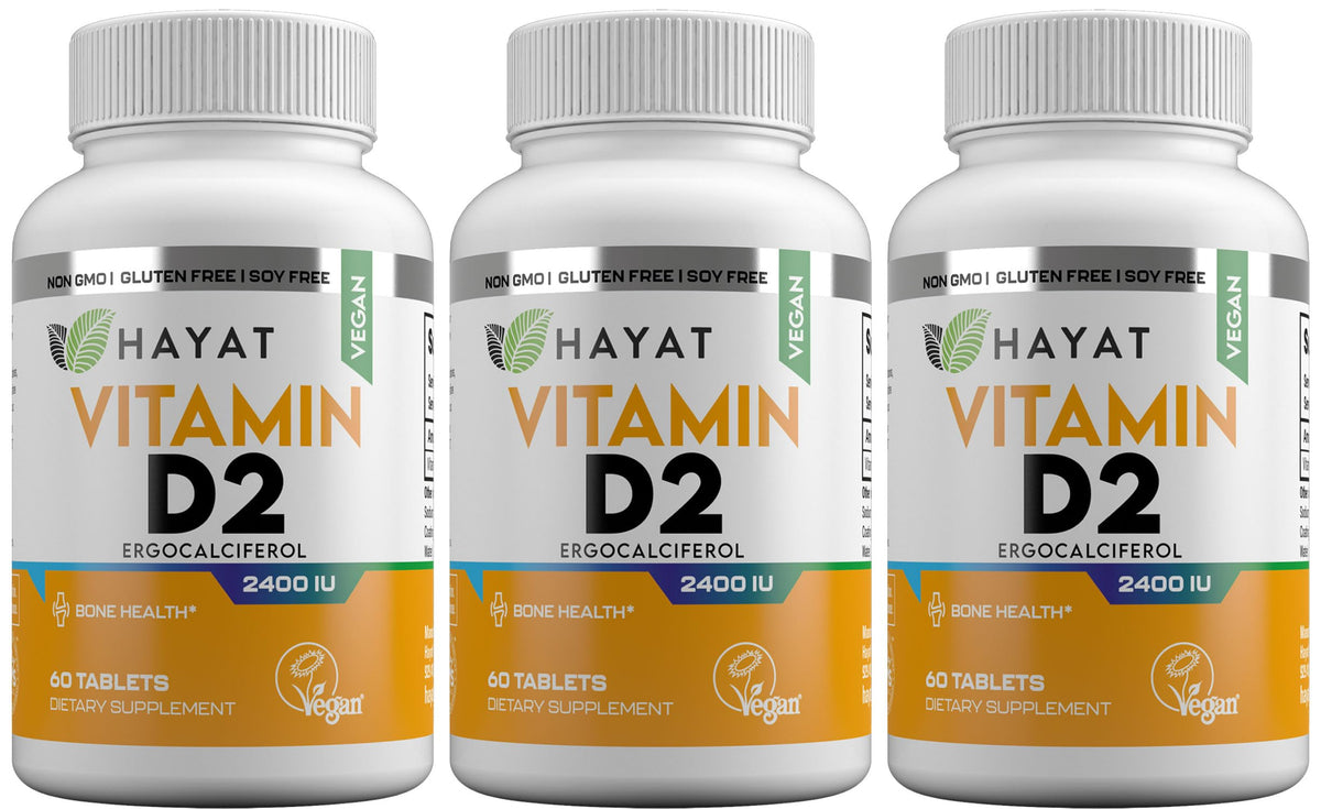 HAYAT Vitamine D Vegan 2400 IU pack de 3 comprimés avant