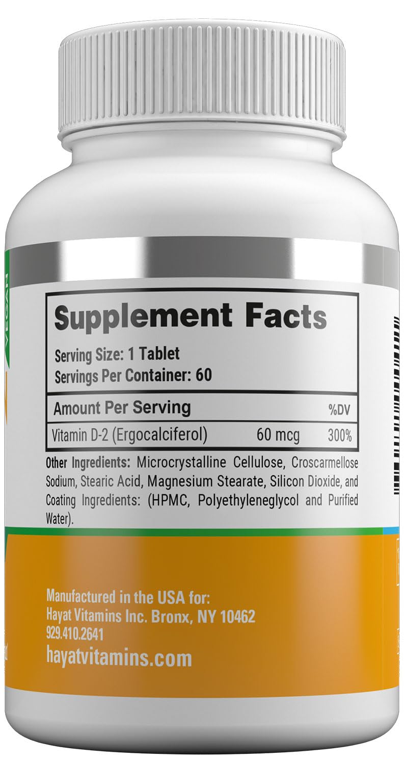 HAYAT Vitamine D2 2400 UI 60 Tablettes - Vue de côté