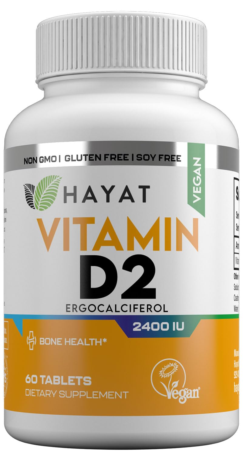 HAYAT Vitamine D2 2400 UI 60 Tablettes - Vue de face