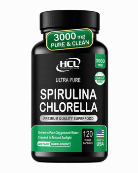 HCL HERBAL CODE LABS Chlorella Spirulina capsules 3000 mg front view