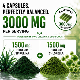 HCL HERBAL CODE LABS Chlorella Spirulina capsules close-up