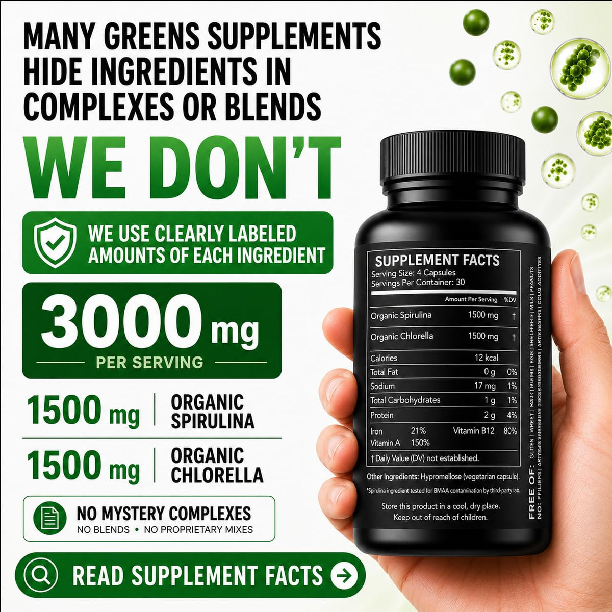 HCL HERBAL CODE LABS Chlorella Spirulina capsules packaging
