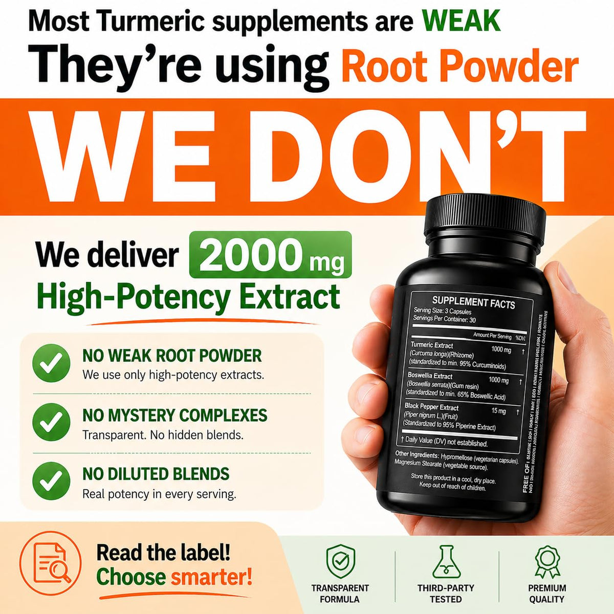 HCL HERBAL CODE LABS Complément Curcuma Boswellia 2000 mg - vue arrière