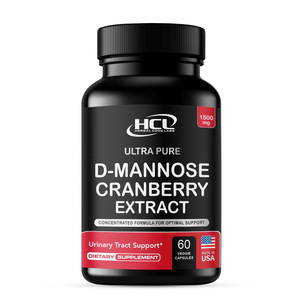 HCL HERBAL CODE LABS D-Mannose 1500mg capsules avec extrait de canneberge