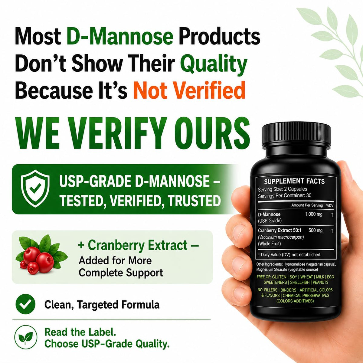 HCL HERBAL CODE LABS D-Mannose capsules végétales de face