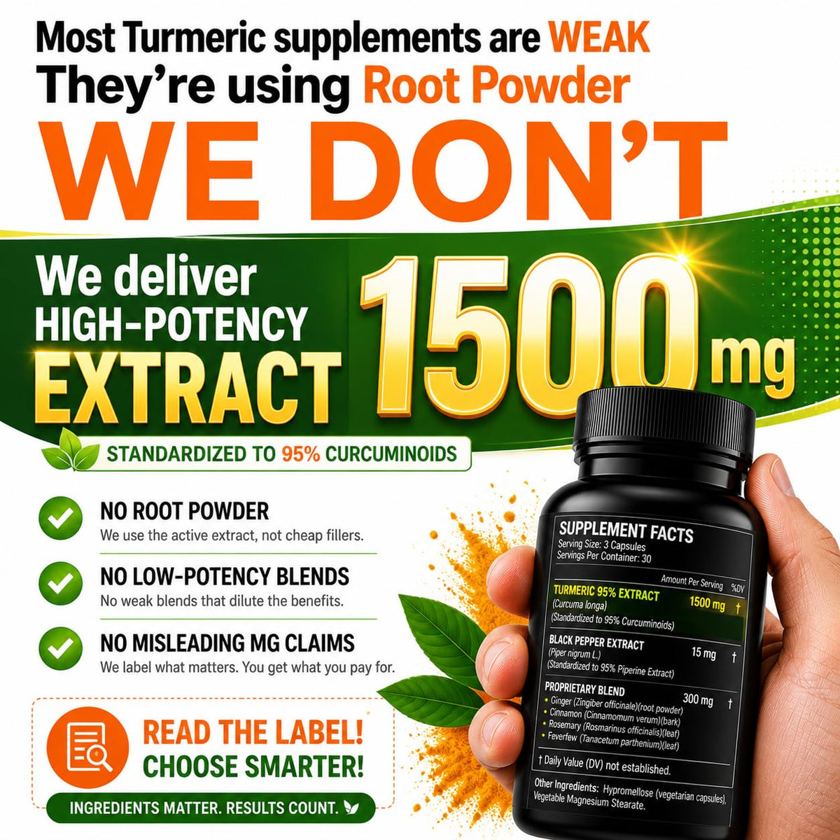 HCL HERBAL CODE LABS Extrait de Curcuma Curcumin 1500mg capsules