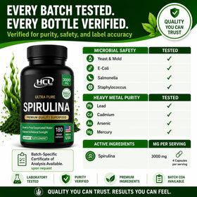 HCL HERBAL CODE LABS Spiruline en gélules 3000 mg avec d'autres compléments