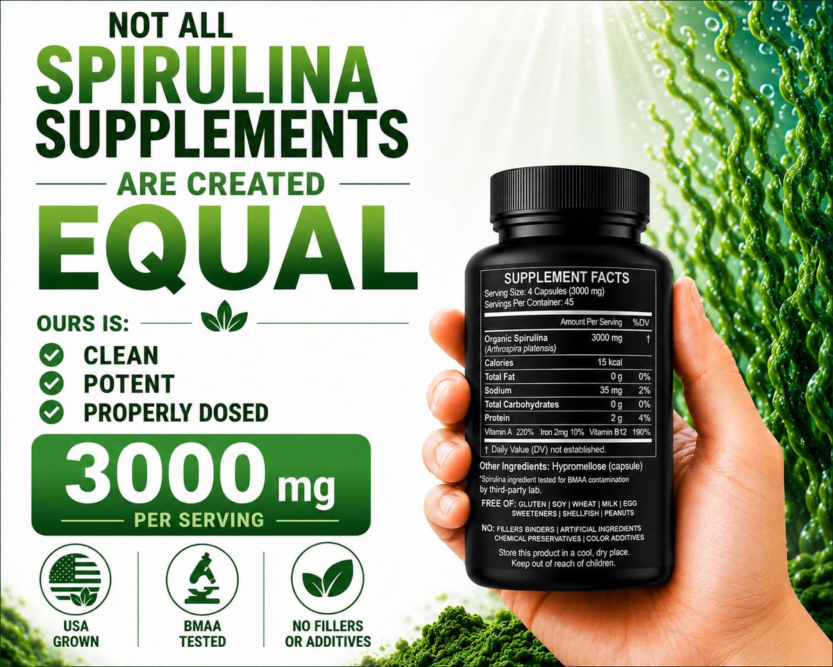 HCL HERBAL CODE LABS Spiruline en gélules 3000 mg contenant