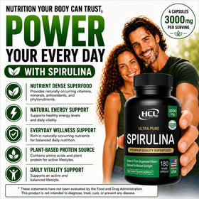 HCL HERBAL CODE LABS Spiruline en gélules 3000 mg vue de dessus