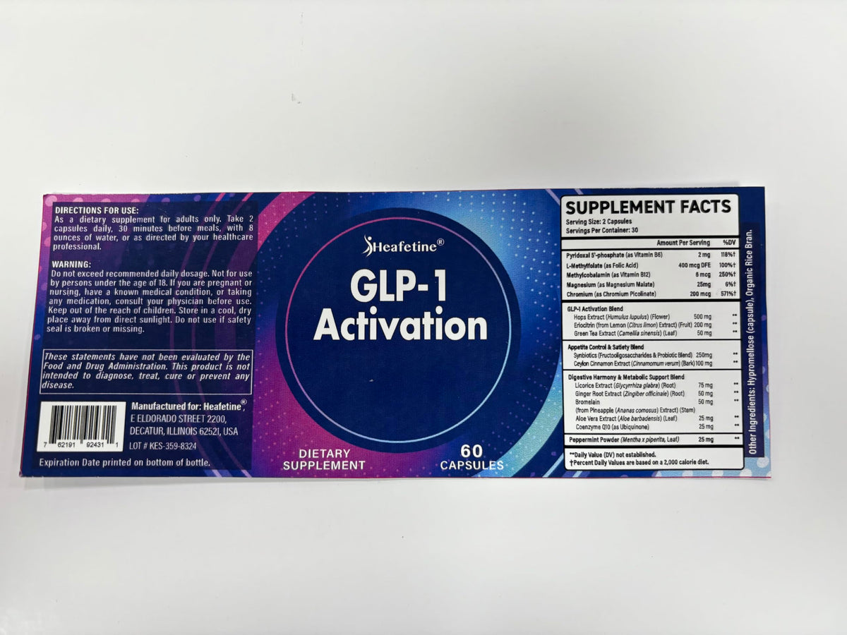 Heafetine GLP-1 Activation comprimés en vue rapprochée