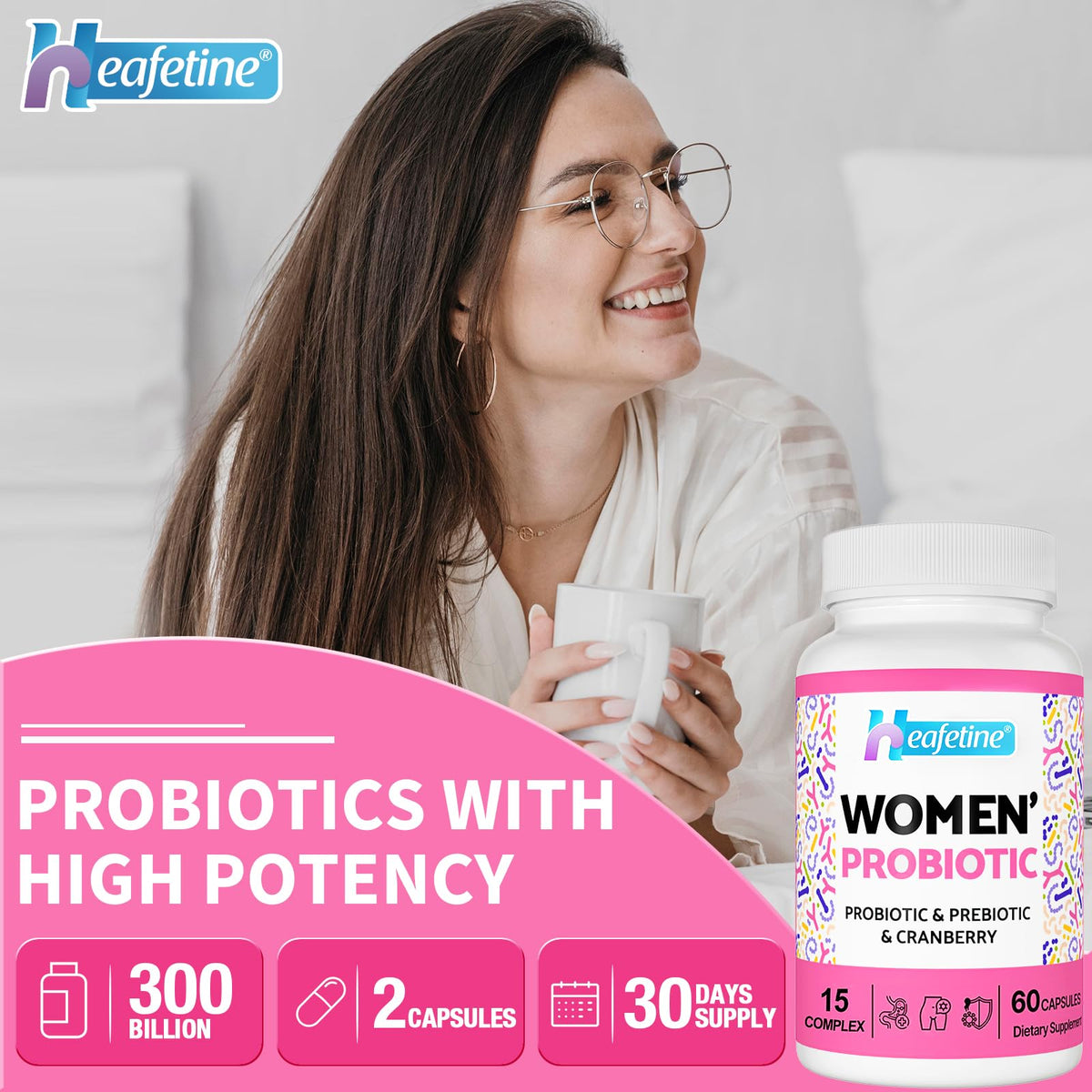 Heafetine Probiotiques 60 capsules ouvertes montrant le contenu