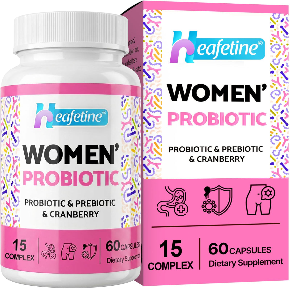 Heafetine Probiotiques Vaginales 60 capsules vue de face