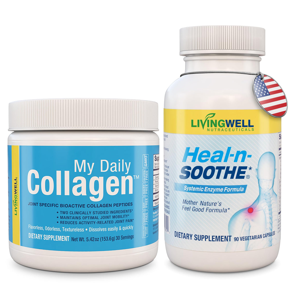 HEAL-N-SOOTHE Bundle de Soutien Articulaire et Collagène Quotidien vue de face