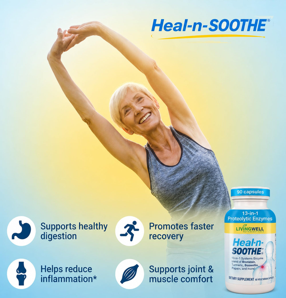 HEAL-N-SOOTHE complément alimentaire avec étiquette détaillée