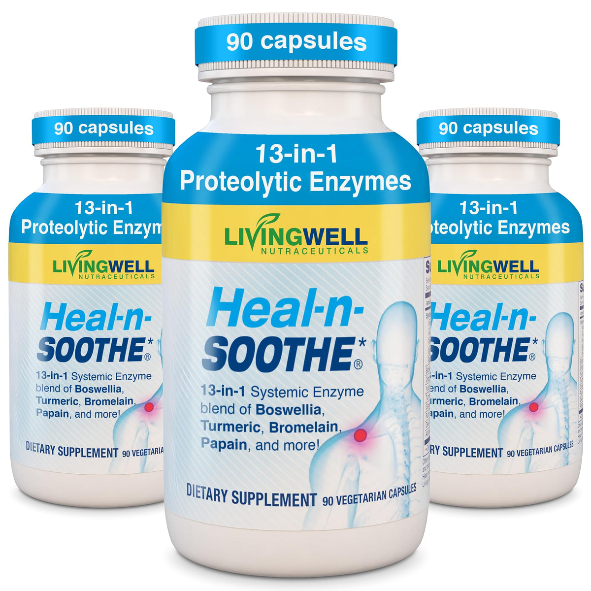 HEAL-N-SOOTHE complément alimentaire multi-enzymes 90 capsules vue avant