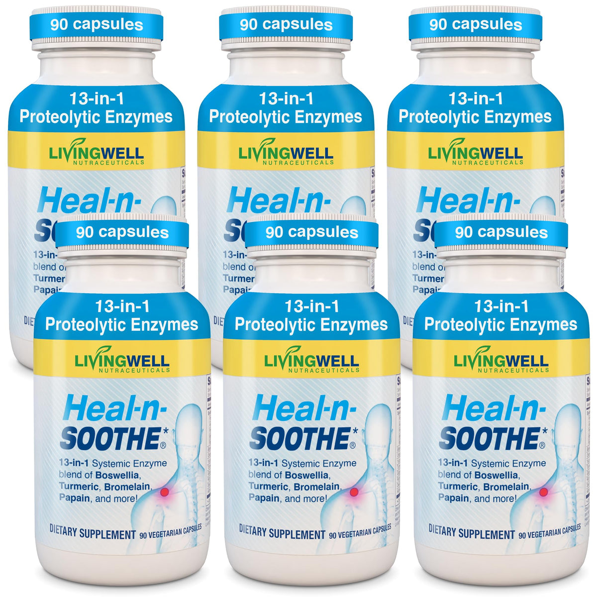 HEAL-N-SOOTHE Complément Alimentaire Multi-Enzymes 90 Capsules vue de face