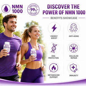 HEALGUT Complément NMN 1000mg capsules à côté d'un verre d'eau