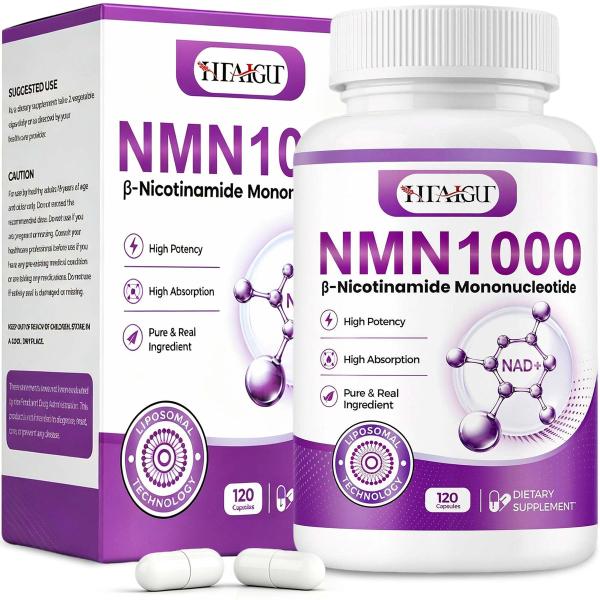 HEALGUT Complément NMN 1000mg capsules végétales vue avant