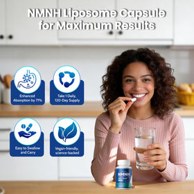 HEALGUT Liposomal NMNH 600mg bouteille ouverte avec capsules