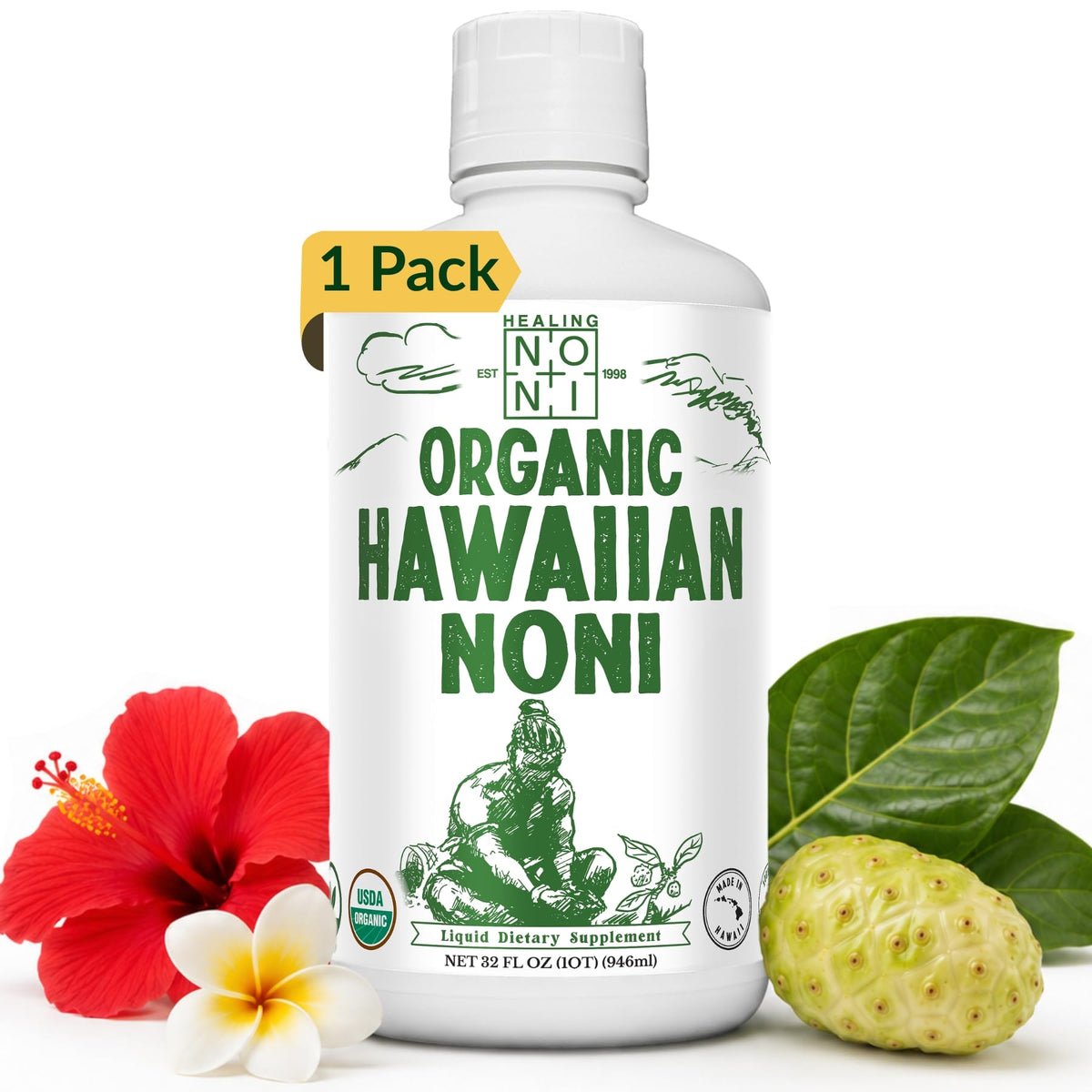 Healing Noni Jus de Noni Authentique 1L vue avant