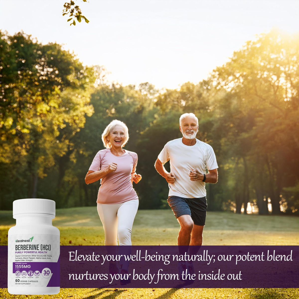 HEALNEST Berbérine HCl 500 mg avec fond de plantes naturelles