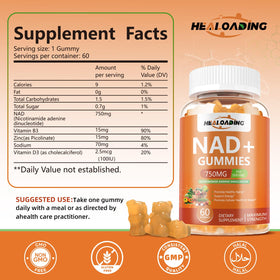 HEALOADING Gummies NAD+ 750mg côté de la boîte
