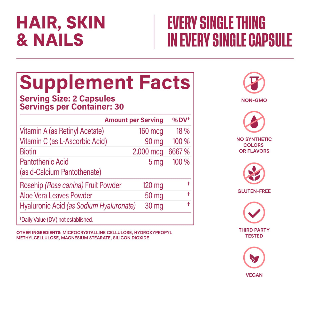 Health By Habit Complément Alimentaire Cheveux, Peau & Ongles 120 Capsules - Capsules individuelles