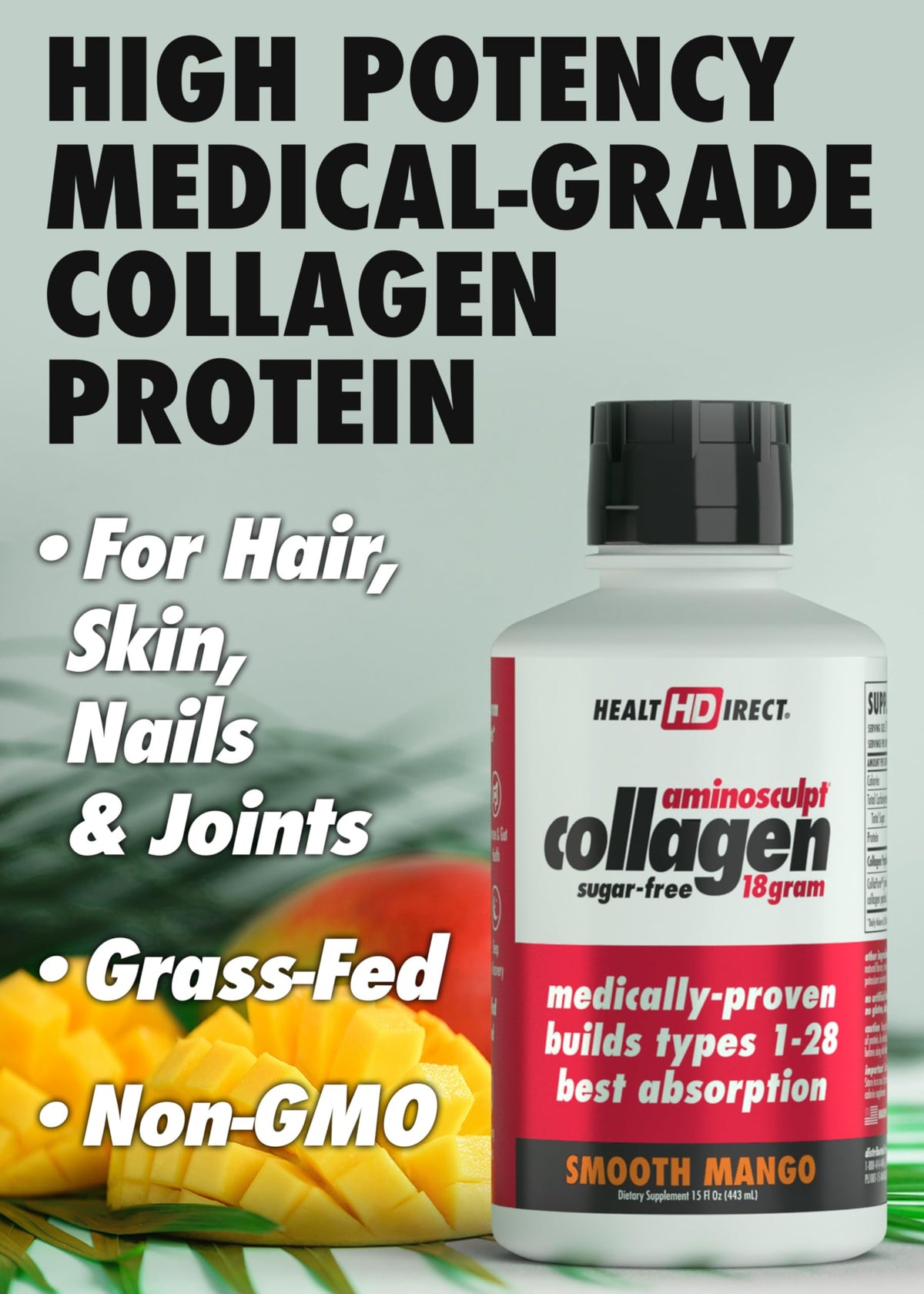 HEALTH DIRECT AminoSculpt Collagène Liquide 15oz bouteille avec étiquette
