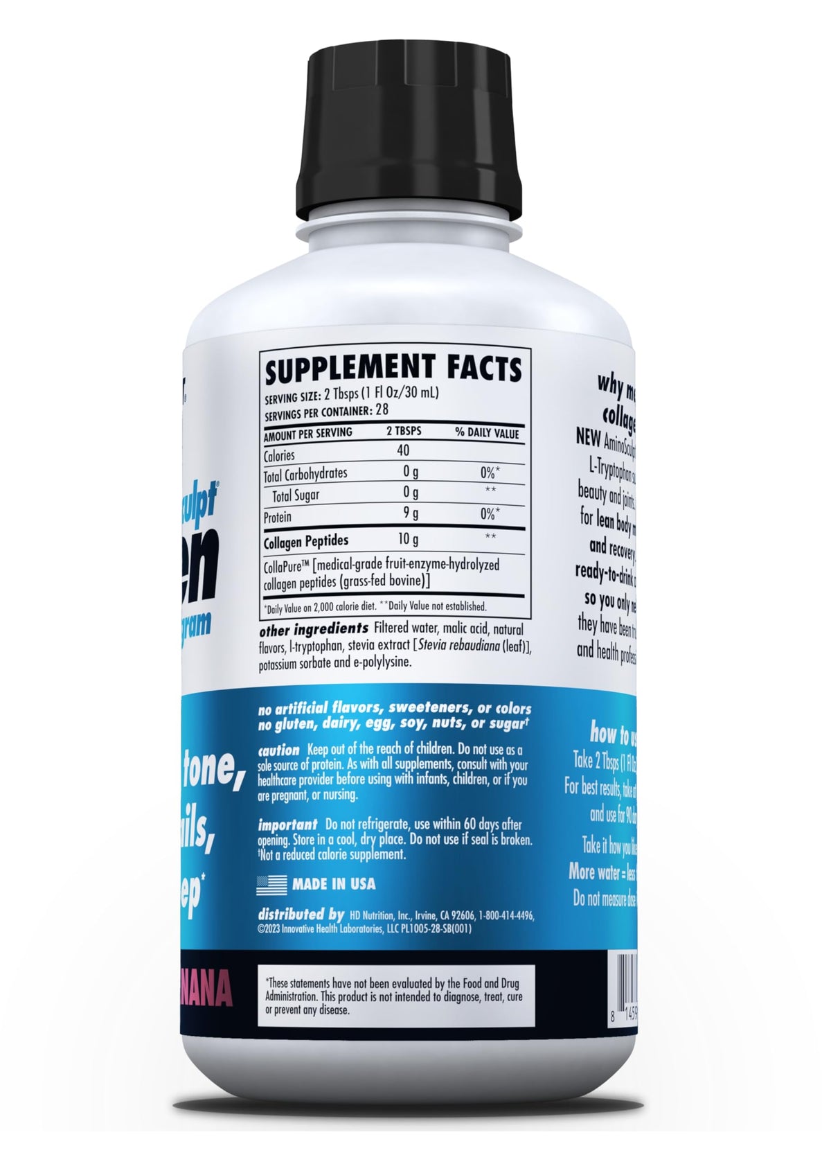 HEALTH DIRECT AminoSculpt Collagène Liquide 828g avec fruits frais à côté