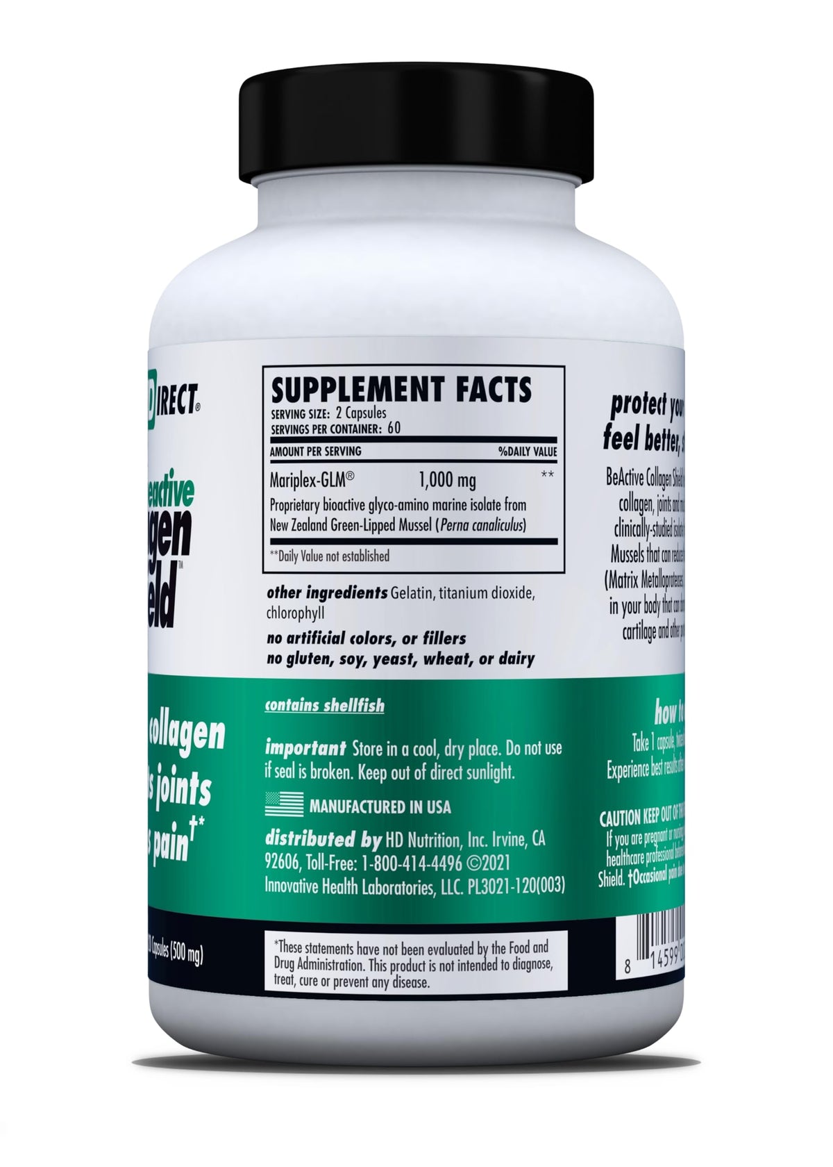 HEALTH DIRECT BeActive Collagen Shield 120 capsules, prise en main pour usage