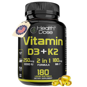 Health Dose complément alimentaire vitamine D3 K2 gélules 180 unités