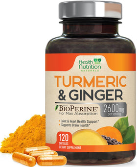 Health Nutrition Naturals Complément Alimentaire Curcuma 2200mg 120 Capsules vue avant