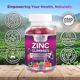 Health Nutrition Naturals Zinc Gummies 50mg side view