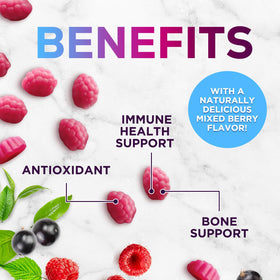 Health Nutrition Naturals Zinc Gummies 50mg with a measuring spoon