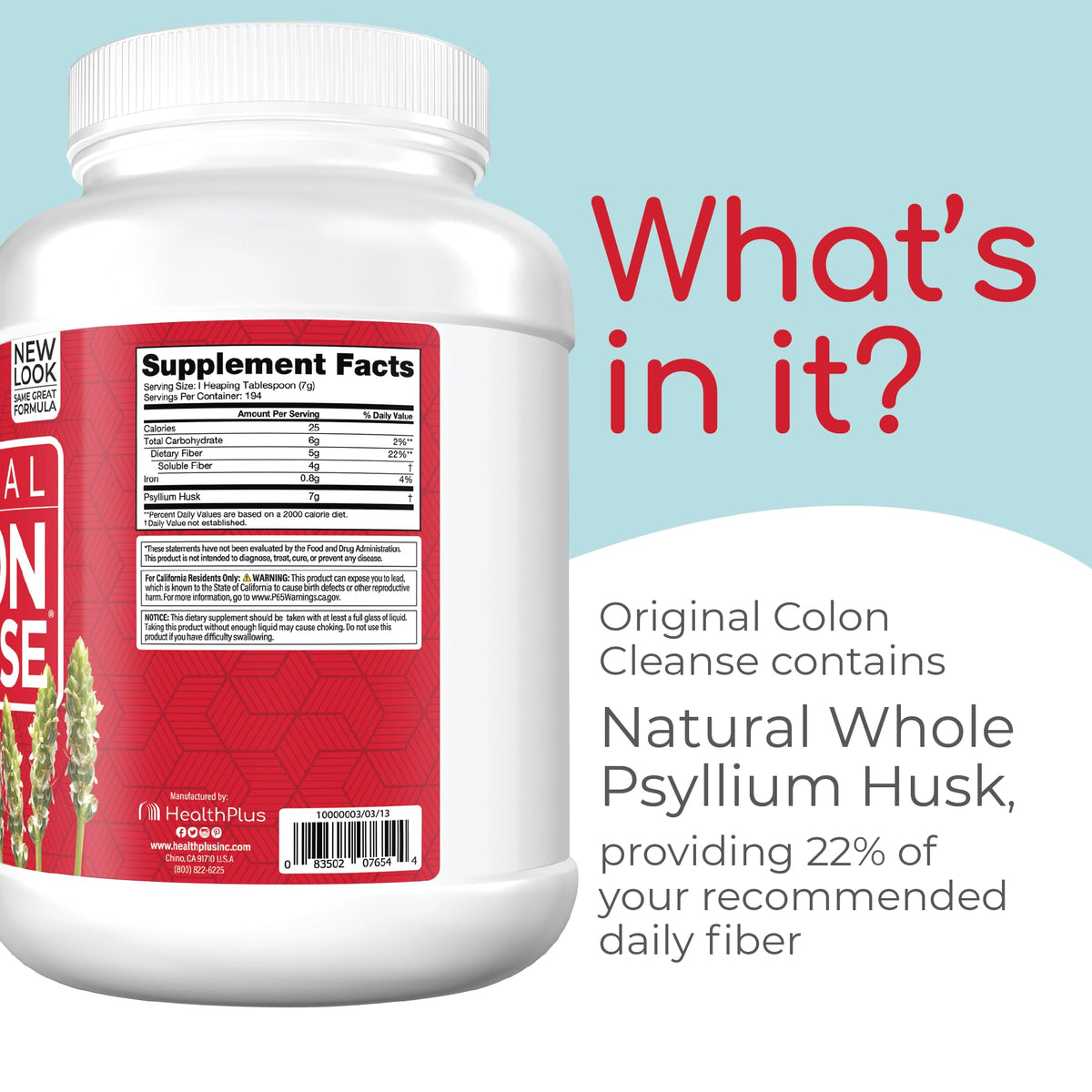 Health Plus Colon Cleanse 48 oz powder in a bowl