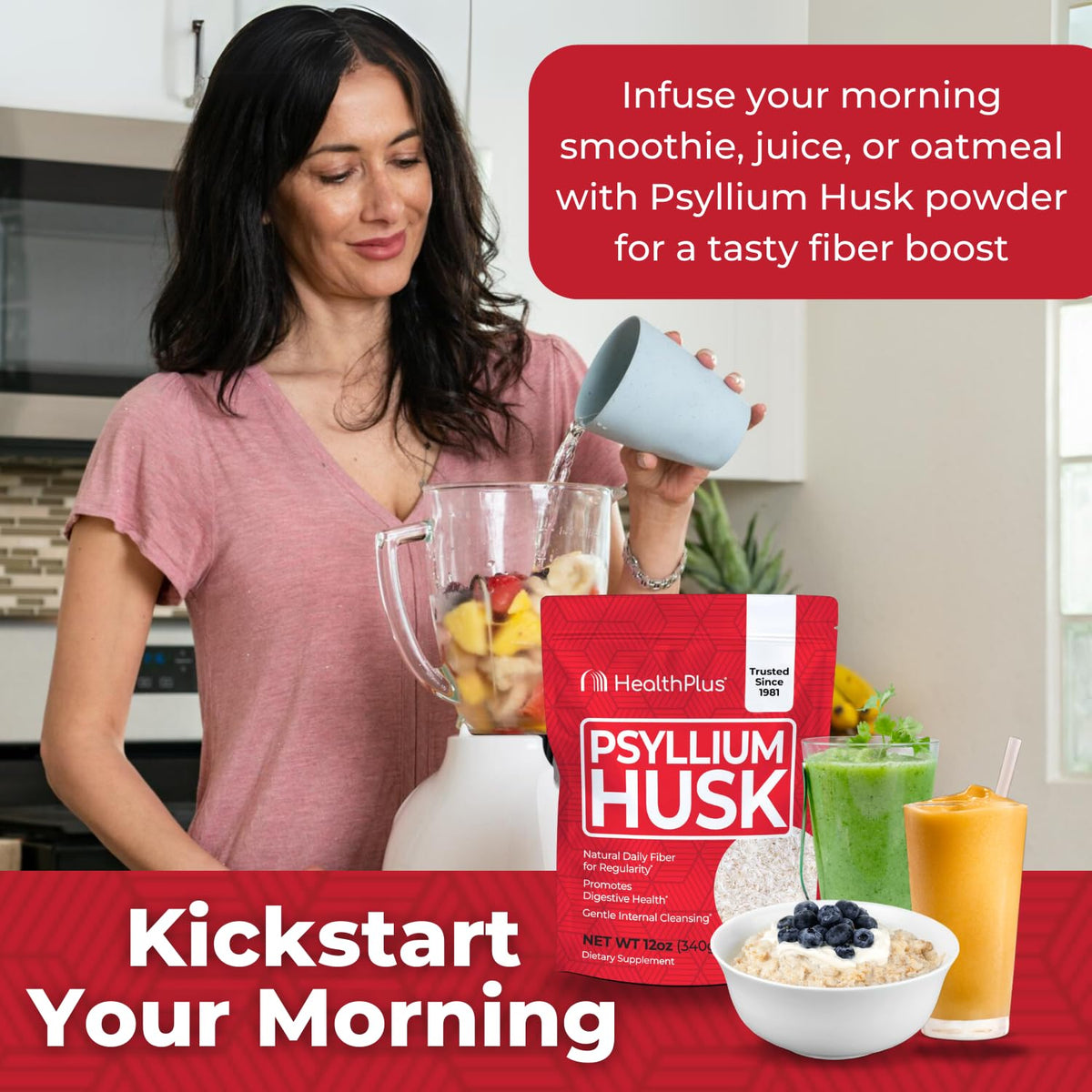 Health Plus Psyllium Husk complément alimentaire 358g - emballage