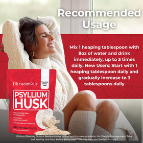 Health Plus Psyllium Husk complément alimentaire 358g - étiquette