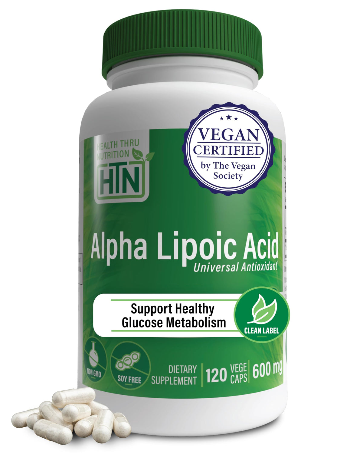 Health Thru Nutrition Acide Alpha Lipoïque 600 mg 120 capsules vue avant