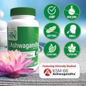 Health Thru Nutrition Ashwagandha 500mg KSM-66 capsules packaging