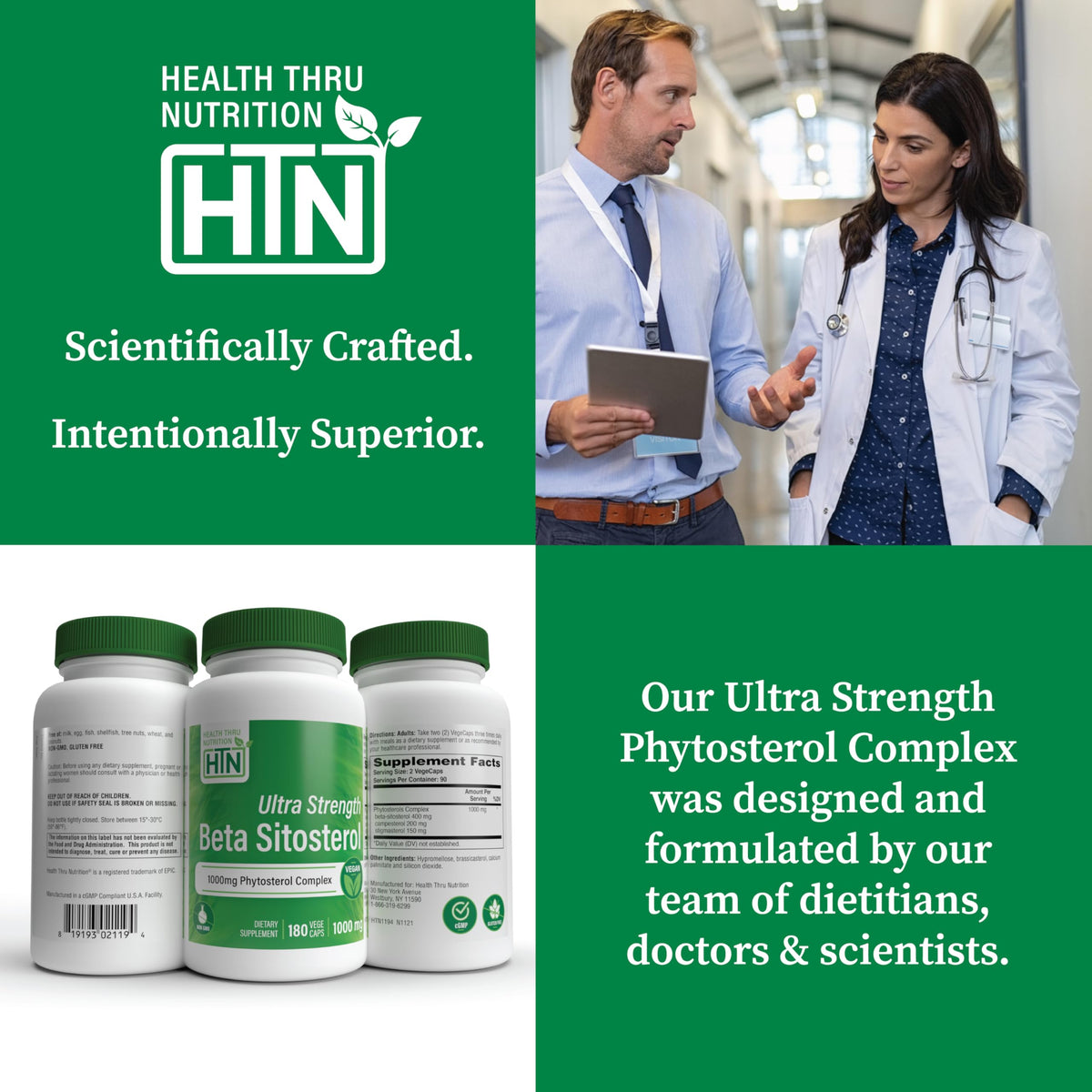 Health Thru Nutrition Beta-Sitosterol Ultra Force 1000mg with measuring spoon