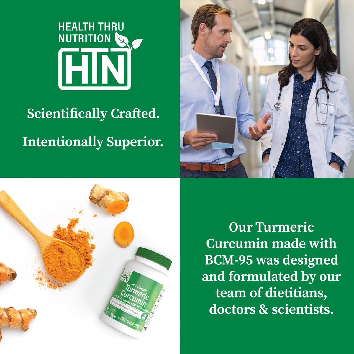 Health Thru Nutrition complexe de curcuma 500mg avec un verre d'eau