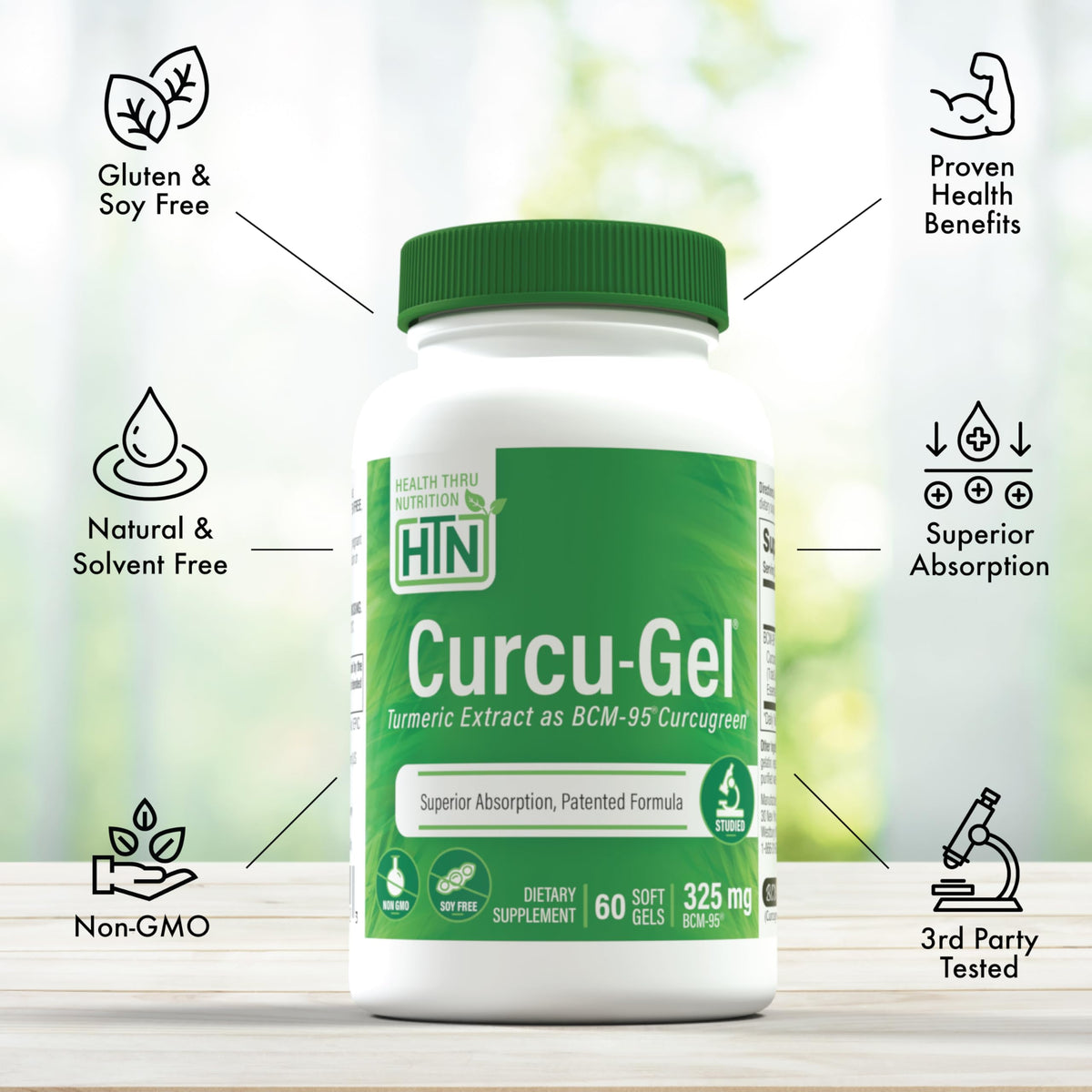 Health Thru Nutrition Curcu-Gel 325mg BCM-95 étiquetage