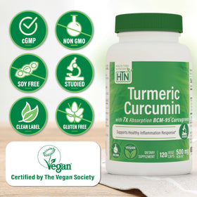 Health Thru Nutrition Curcuma Curcumin 500mg BCM-95 étiquette détaillée