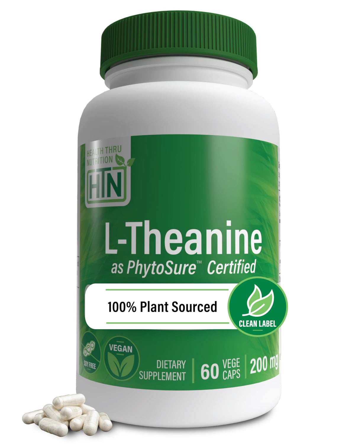 Health Thru Nutrition L-Theanine 200mg 60 Vegcaps vue de face