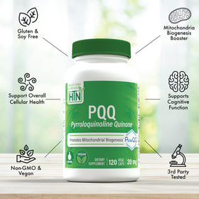 Health Thru Nutrition PQQ 20mg capsules sur fond blanc
