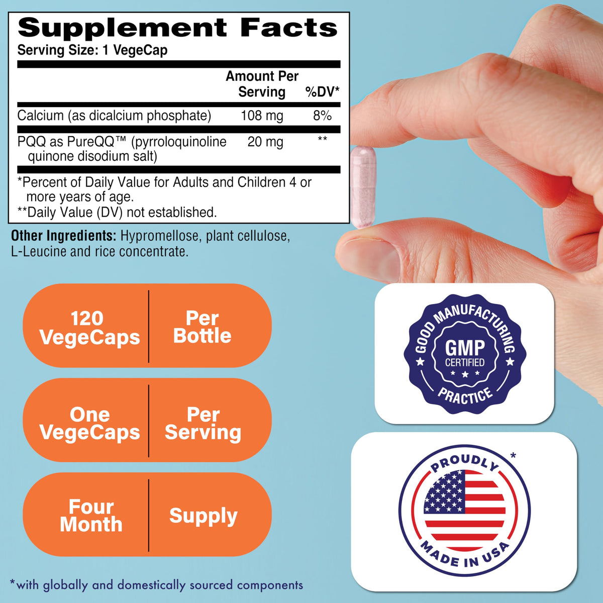 Health Thru Nutrition PQQ 20mg capsules vue de côté