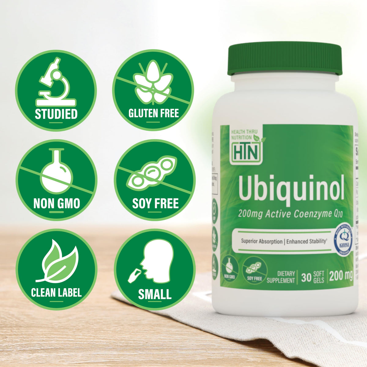 Health Thru Nutrition Ubiquinol 200mg étiquette des ingrédients