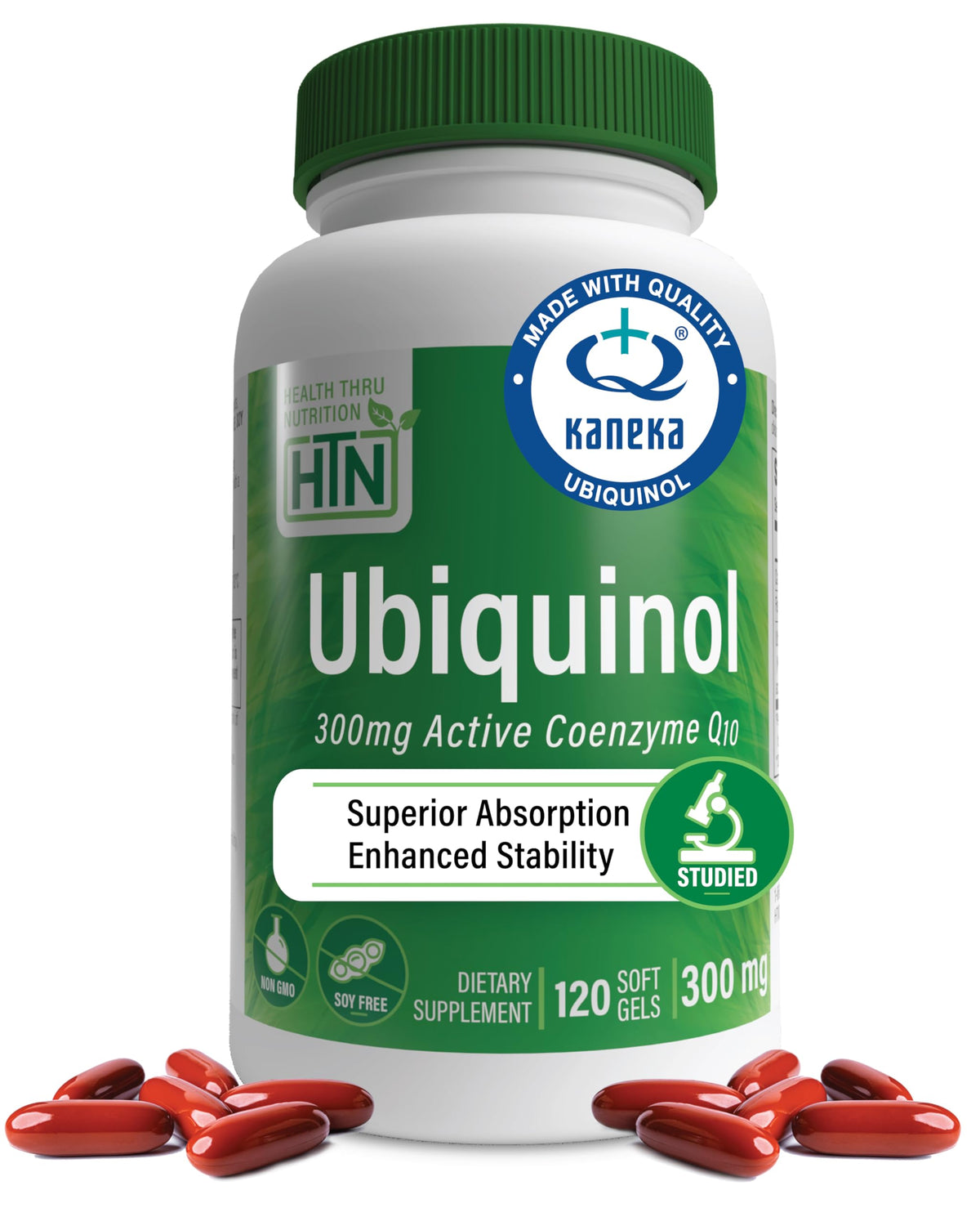Health Thru Nutrition Ubiquinol 300mg vue avant du flacon